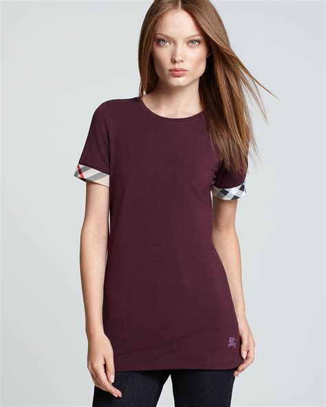 burberry brit tee shirt with check lining on sleeves